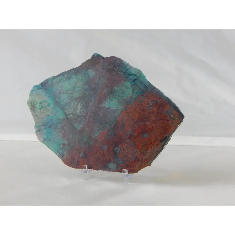Fish on Chrysocolla & Cuprite Stone Slice, Art Home Decor